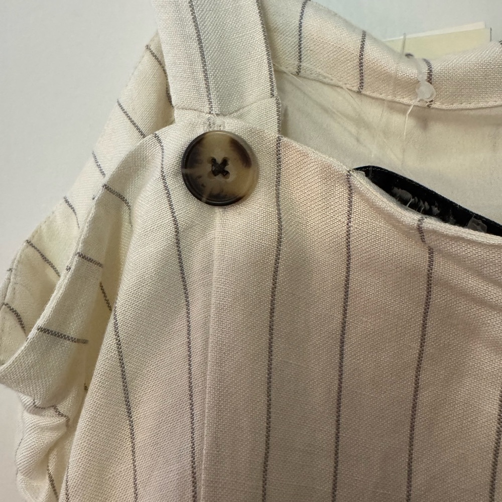 Club Monaco Cream and Blue Pinstripe Linen Sundress - Picture 10 of 11